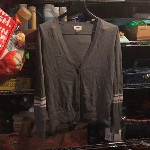 Grey and white striped cardigan